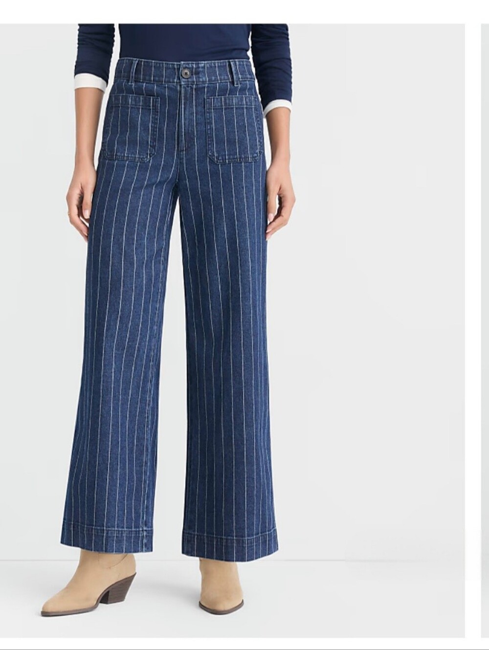 LOFT PALMER WIDE LEG PANTS IN PINSTRIPE SIZE 8